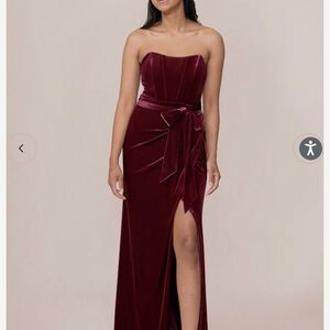 Revelry Strapless Velvet Dress in Burgundy